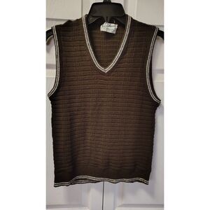 Coordinate Medium Brown and White V-Neck Vest
